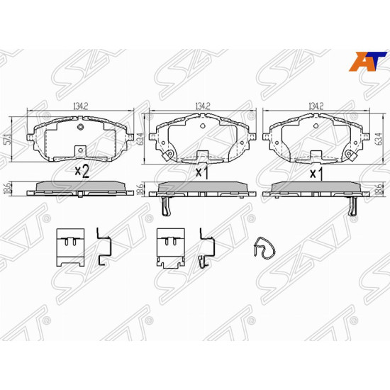 Колодки тормозные перед TOYOTA AURIS/HYBRID/COROLLA ##E18# 13- SAT