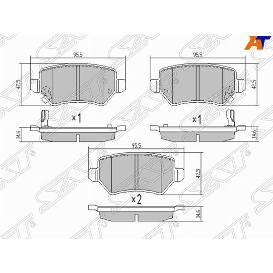 Колодки тормозные зад KIA CEED 12-/OPEL ASTRA H 05-10 SAT