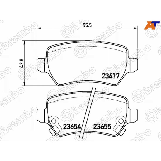 Колодки тормозные зад LADA X-RAY/OPEL ASTRA G 98-05/H 05-/CORSA C 03-06/ZAFIRA A/B 99- BREMBO