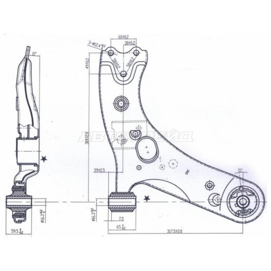 Рычаг нижний TOYOTA PRIUS 12-/COROLLA/RUMION/MARK X/AURIS/BLADE/SCION/ZELAS/LEXUS HS250H 06- прав SAT