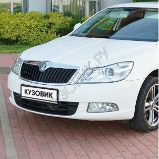 Бампер передний в цвет кузова Skoda Octavia A5 (2008-2013) рестайлинг B4 - CANDY WHITE - Белый